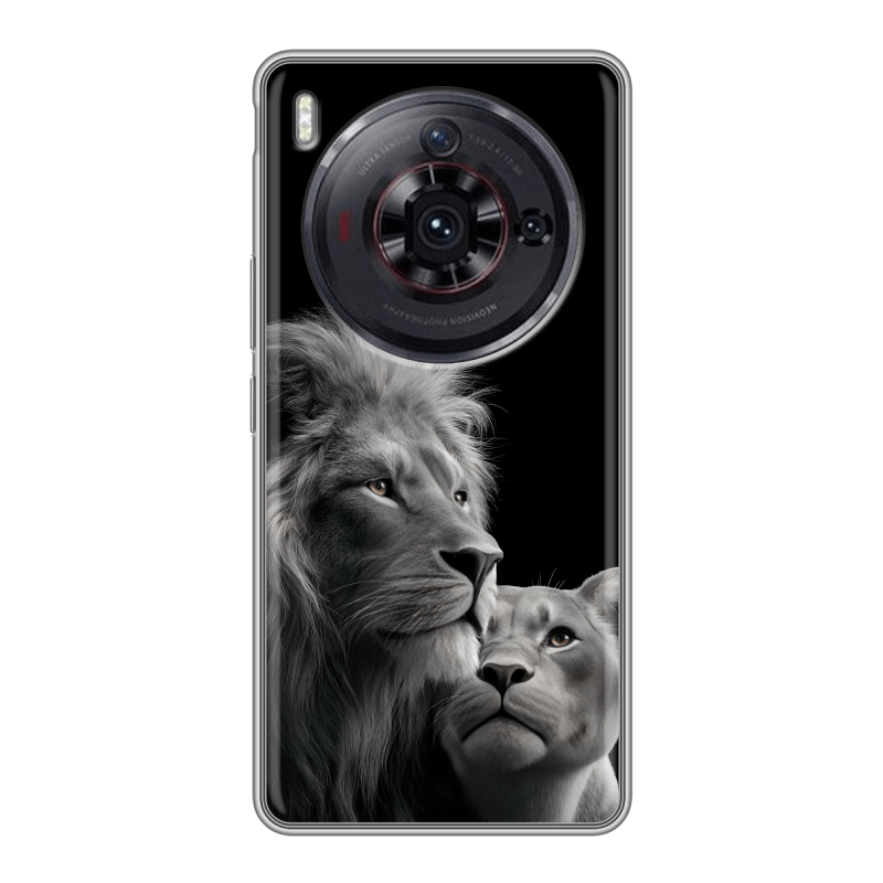 Силиконовый чехол на ZTE Nubia Z50S Pro с принтом Лев кошки Силиконовый чехол на ZTE Nubia Z50S Pro с принтом Лев кошки