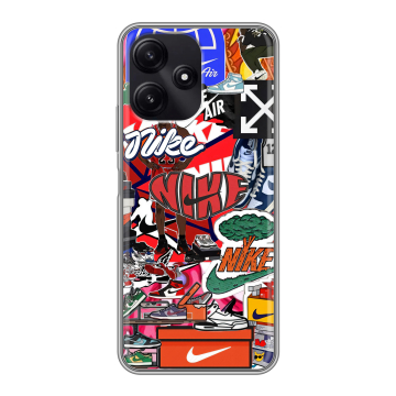 Силиконовый чехол на Xiaomi Poco M6 Pro 5G с принтом Найк Nike яркий