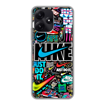 Силиконовый чехол на Xiaomi Poco M6 Pro 5G с принтом найк nike черный
