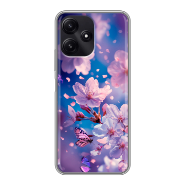 Силиконовый чехол на Xiaomi Poco M6 Pro 5G с принтом цветы бабочки