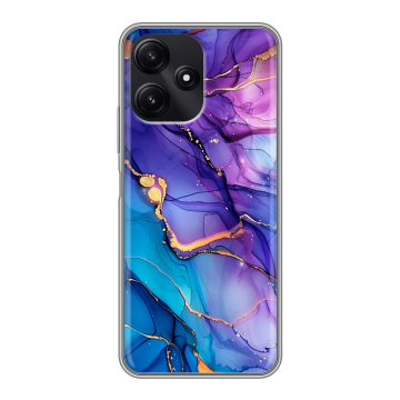 Силиконовый чехол на Xiaomi Poco M6 Pro 5G с принтом синий мрамор