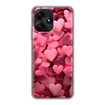 Силиконовый чехол на Xiaomi Poco M6 Pro 5G с принтом розовые сердечки