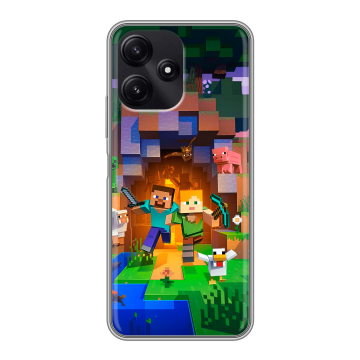 Силиконовый чехол на Xiaomi Poco M6 Pro 5G с принтом Майнкрафт Minecraft