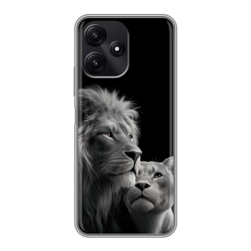 Силиконовый чехол на Xiaomi Poco M6 Pro 5G с принтом Лев кошки Силиконовый чехол на Xiaomi Poco M6 Pro 5G с принтом Лев кошки