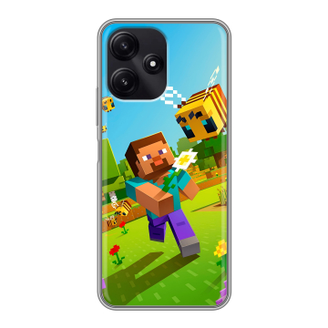 Силиконовый чехол на Xiaomi Poco M6 Pro 5G с принтом Майнкрафт Minecraft Силиконовый чехол на Xiaomi Poco M6 Pro 5G с принтом Майнкрафт Minecraft