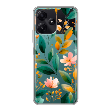 Силиконовый чехол на Xiaomi Poco M6 Pro 5G с принтом Цветы паттерн Силиконовый чехол на Xiaomi Poco M6 Pro 5G с принтом Цветы паттерн