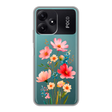Силиконовый чехол на Xiaomi Poco M6 Pro 5G с принтом Цветы Силиконовый чехол на Xiaomi Poco M6 Pro 5G с принтом Цветы