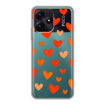 Силиконовый чехол на Xiaomi Poco M6 Pro 5G с принтом Сердечки Силиконовый чехол на Xiaomi Poco M6 Pro 5G с принтом Сердечки