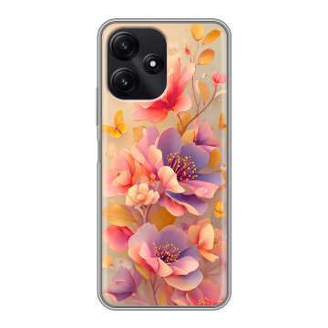 Силиконовый чехол на Xiaomi Poco M6 Pro 5G с принтом Цветы и бабочки Силиконовый чехол на Xiaomi Poco M6 Pro 5G с принтом Цветы и бабочки