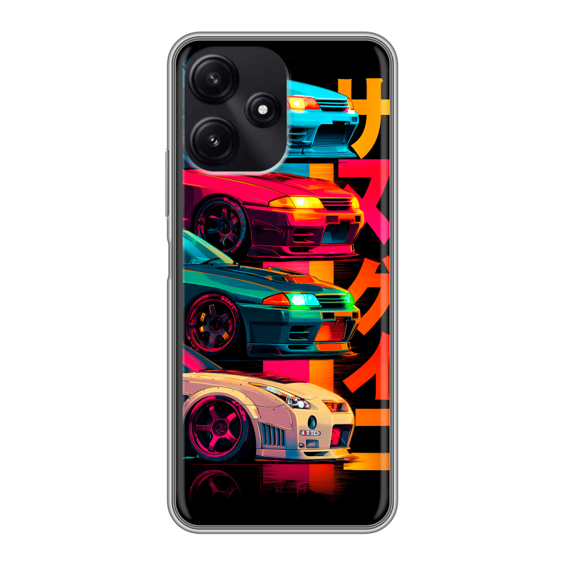 Силиконовый чехол на Xiaomi Poco M6 Pro 5G с принтом Гоночные машины Силиконовый чехол на Xiaomi Poco M6 Pro 5G с принтом Гоночные машины