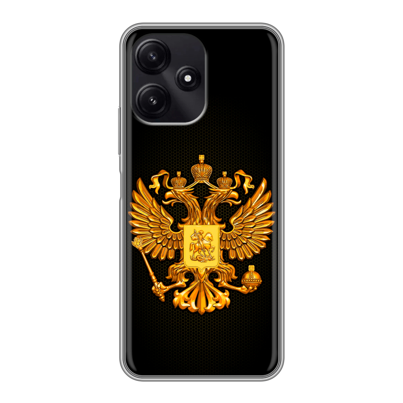 Силиконовый чехол на Xiaomi Poco M6 Pro 5G с принтом Герб России желтый Силиконовый чехол на Xiaomi Poco M6 Pro 5G с принтом Герб России желтый