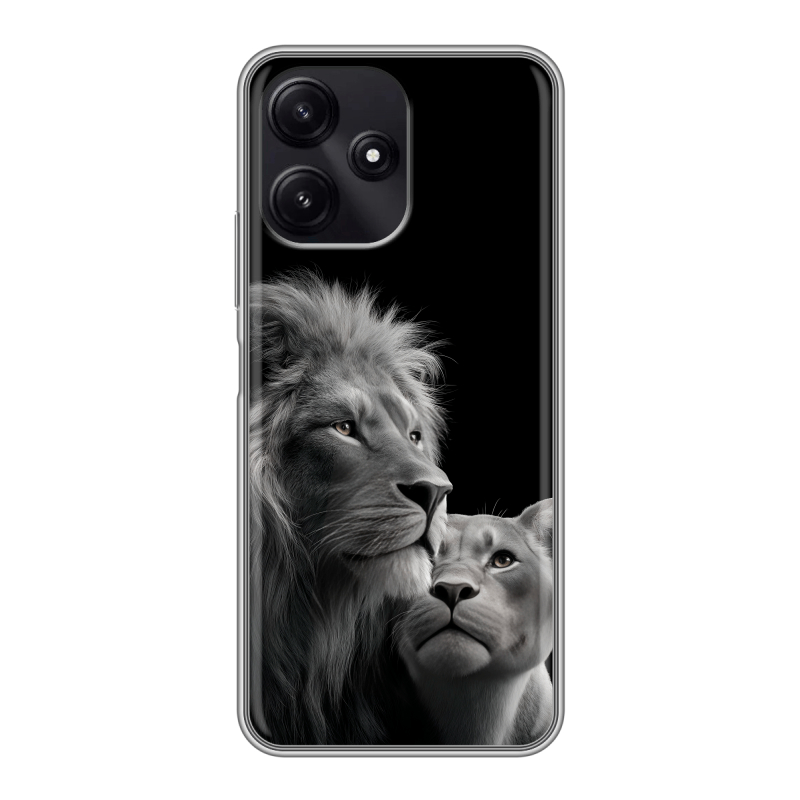 Силиконовый чехол на Xiaomi Poco M6 Pro 5G с принтом Лев кошки Силиконовый чехол на Xiaomi Poco M6 Pro 5G с принтом Лев кошки