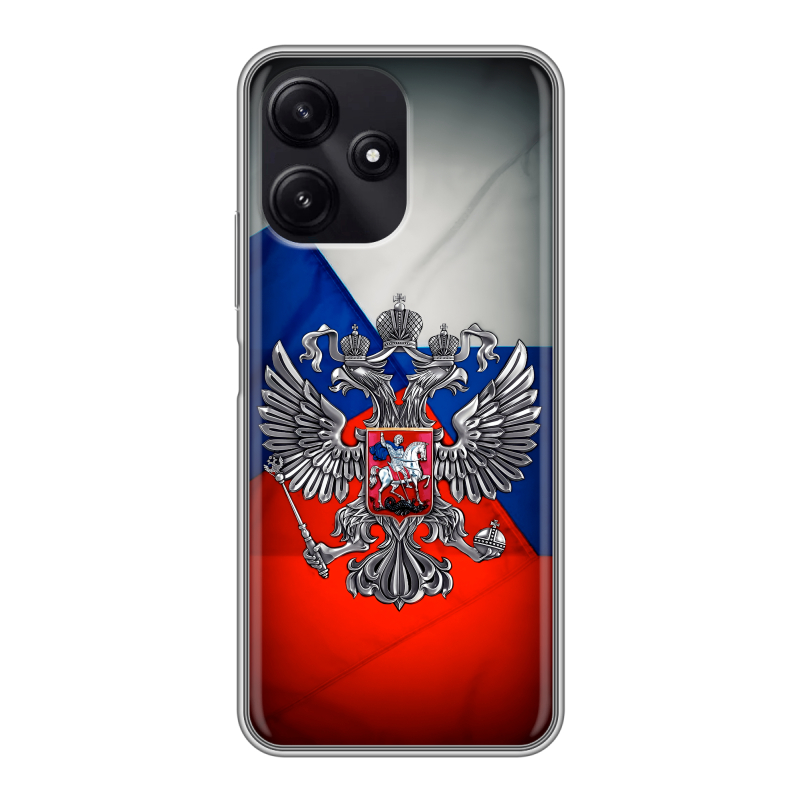 Силиконовый чехол на Xiaomi Poco M6 Pro 5G с принтом Флаг России Силиконовый чехол на Xiaomi Poco M6 Pro 5G с принтом Флаг России