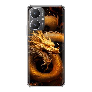 Силиконовый чехол на Xiaomi Poco M6 5G с принтом Золотой дракон