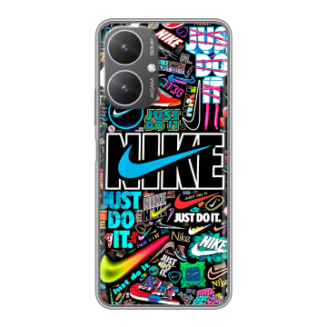 Силиконовый чехол на Xiaomi Poco M6 5G с принтом найк nike черный