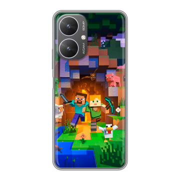 Силиконовый чехол на Xiaomi Poco M6 5G с принтом Майнкрафт Minecraft