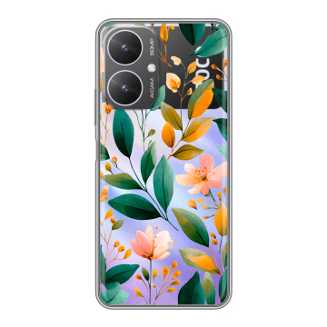 Силиконовый чехол на Xiaomi Poco M6 5G с принтом Цветы паттерн