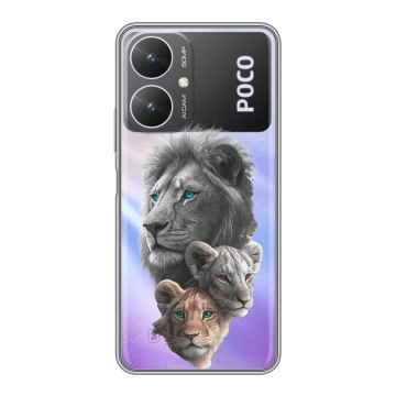 Силиконовый чехол на Xiaomi Poco M6 5G с принтом Львы