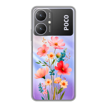 Силиконовый чехол на Xiaomi Poco M6 5G с принтом Цветы