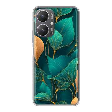 Силиконовый чехол на Xiaomi Poco M6 5G с принтом Листья и золото