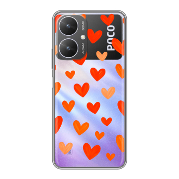 Силиконовый чехол на Xiaomi Poco M6 5G с принтом Сердечки