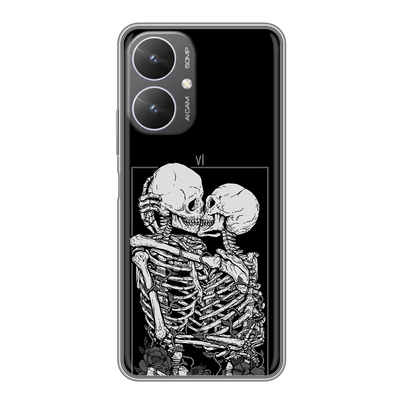 Силиконовый чехол на Xiaomi Poco M6 5G с принтом Поцелуй скелетов Силиконовый чехол на Xiaomi Poco M6 5G с принтом Поцелуй скелетов