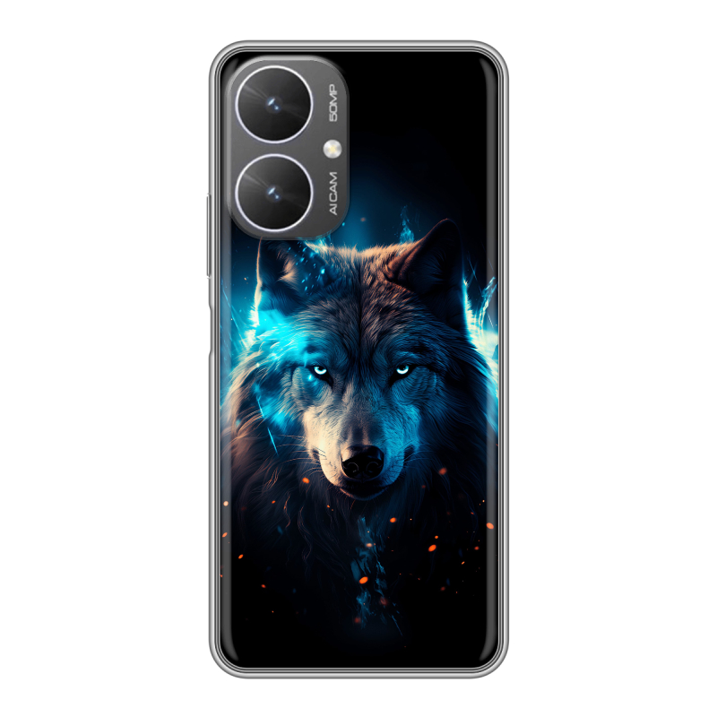 Силиконовый чехол на Xiaomi Poco M6 5G с принтом Волк ночной Силиконовый чехол на Xiaomi Poco M6 5G с принтом Волк ночной