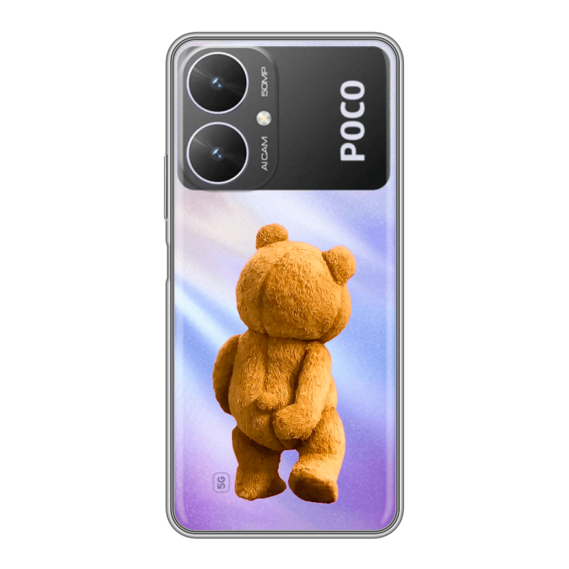 Силиконовый чехол на Xiaomi Poco M6 5G с принтом Медведь Силиконовый чехол на Xiaomi Poco M6 5G с принтом Медведь