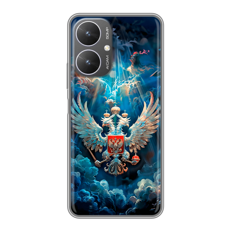 Силиконовый чехол на Xiaomi Poco M6 5G с принтом Герб флаг России Силиконовый чехол на Xiaomi Poco M6 5G с принтом Герб флаг России