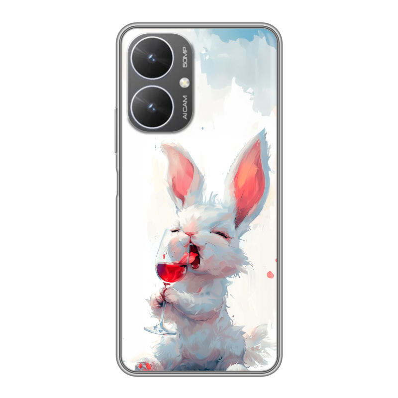 Силиконовый чехол на Xiaomi Poco M6 5G с принтом кролик зайчик Силиконовый чехол на Xiaomi Poco M6 5G с принтом кролик зайчик