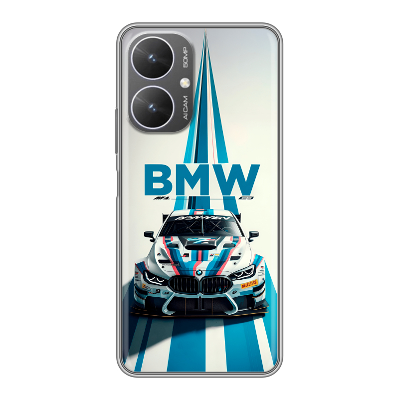 Силиконовый чехол на Xiaomi Poco M6 5G с принтом БМВ BMW Силиконовый чехол на Xiaomi Poco M6 5G с принтом БМВ BMW