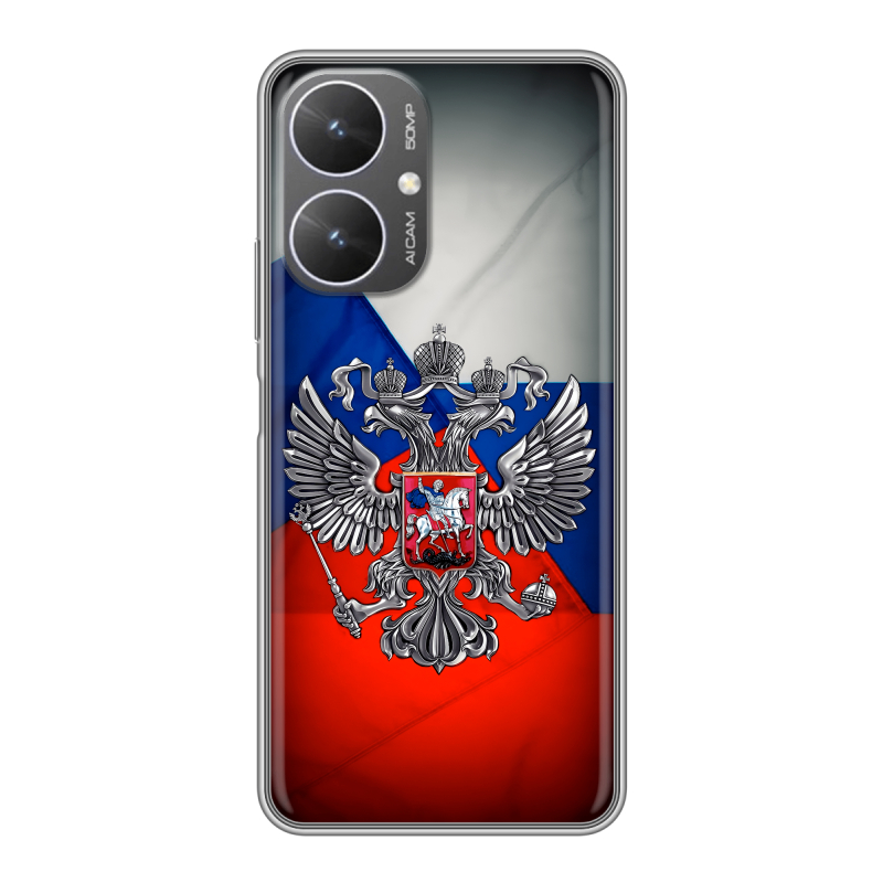 Силиконовый чехол на Xiaomi Poco M6 5G с принтом Флаг России Силиконовый чехол на Xiaomi Poco M6 5G с принтом Флаг России