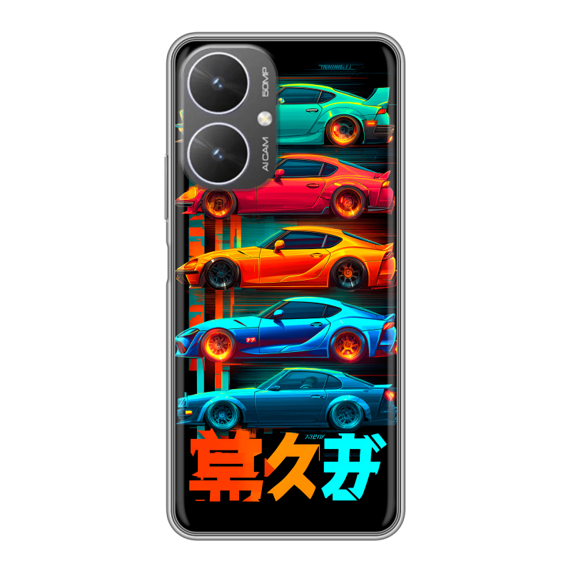 Силиконовый чехол на Xiaomi Poco M6 5G с принтом машины тачки Силиконовый чехол на Xiaomi Poco M6 5G с принтом машины тачки