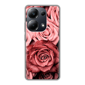 Силиконовый чехол на Xiaomi Poco M6 Pro 4G с принтом Цветы розы Силиконовый чехол на Xiaomi Poco M6 Pro 4G с принтом Цветы розы