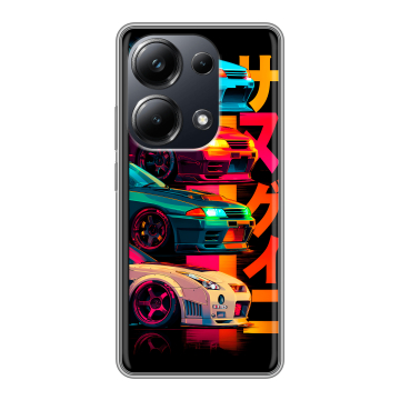 Силиконовый чехол на Xiaomi Poco M6 Pro 4G с принтом Гоночные машины