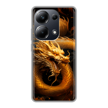 Силиконовый чехол на Xiaomi Poco M6 Pro 4G с принтом Золотой дракон