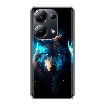 Силиконовый чехол на Xiaomi Poco M6 Pro 4G с принтом Волк ночной Силиконовый чехол на Xiaomi Poco M6 Pro 4G с принтом Волк ночной