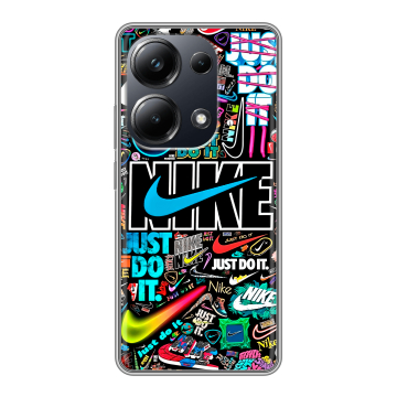 Силиконовый чехол на Xiaomi Poco M6 Pro 4G с принтом найк nike черный