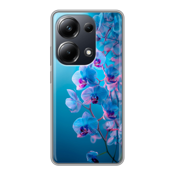 Силиконовый чехол на Xiaomi Poco M6 Pro 4G с принтом голубые орхидеи