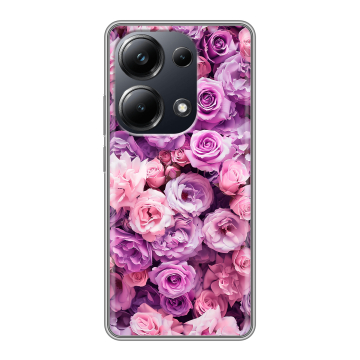 Силиконовый чехол на Xiaomi Poco M6 Pro 4G с принтом лавандовые розы Силиконовый чехол на Xiaomi Poco M6 Pro 4G с принтом лавандовые розы