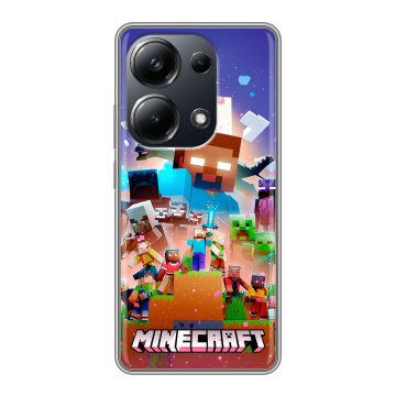 Силиконовый чехол на Xiaomi Poco M6 Pro 4G с принтом Майнкрафт Minecraft