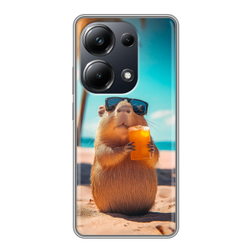Силиконовый чехол на Xiaomi Poco M6 Pro 4G с принтом Капибара Силиконовый чехол на Xiaomi Poco M6 Pro 4G с принтом Капибара