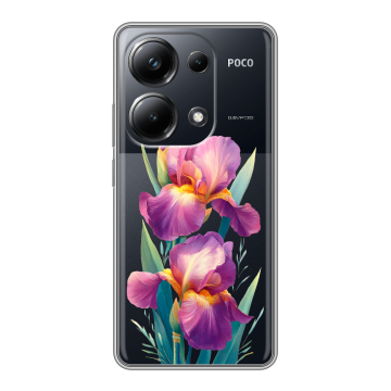 Силиконовый чехол на Xiaomi Poco M6 Pro 4G с принтом Цветы орхидеи Силиконовый чехол на Xiaomi Poco M6 Pro 4G с принтом Цветы орхидеи