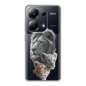 Силиконовый чехол на Xiaomi Poco M6 Pro 4G с принтом Львы Силиконовый чехол на Xiaomi Poco M6 Pro 4G с принтом Львы