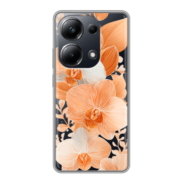 Силиконовый чехол на Xiaomi Poco M6 Pro 4G с принтом Бежевые цветы Силиконовый чехол на Xiaomi Poco M6 Pro 4G с принтом Бежевые цветы