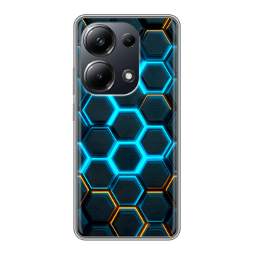 Силиконовый чехол на Xiaomi Poco M6 Pro 4G с принтом Неоновые соты Силиконовый чехол на Xiaomi Poco M6 Pro 4G с принтом Неоновые соты