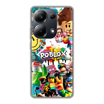 Силиконовый чехол на Xiaomi Poco M6 Pro 4G с принтом Roblox Роблокс