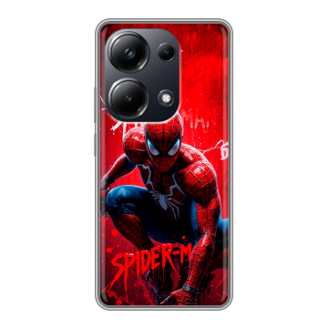 Силиконовый чехол на Xiaomi Poco M6 Pro 4G с принтом Spiderman Человек паук