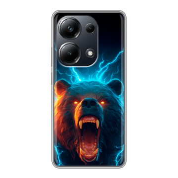 Силиконовый чехол на Xiaomi Poco M6 Pro 4G с принтом Медведь Силиконовый чехол на Xiaomi Poco M6 Pro 4G с принтом Медведь
