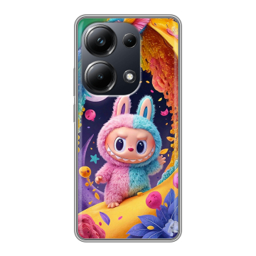 Силиконовый чехол на Xiaomi Poco M6 Pro 4G с принтом Labubu Лабубу